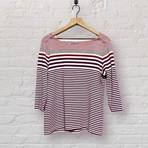 Croft & Barrow Striped Purple & Red Top
